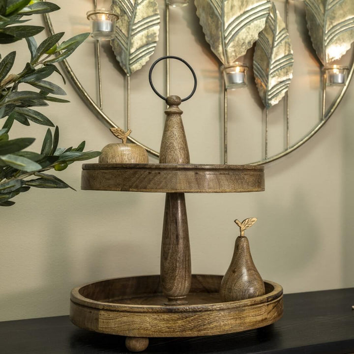 Handcrafted Mango Wood Two Tier Cupcake Tray Stand is a gorgeous Home Decor Display Stand 