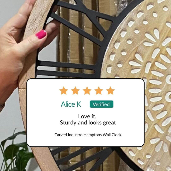 5 star Alike Customer review of the 60cm Carved Industro Hamptons Wall Clock