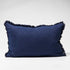 A stylish Navy Blue Rectangle 40cm x 60cm Luca Boho  Boho Fringe Cushion with cotton fringe edge for your Hamptons Coastal Home Decor.