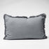 A modern slate grey Rectangle 40cm x 60cm Luca Boho  Boho Fringe Cushion with cotton fringe edge.