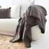 A Rectangle 40cm x 60cm Luca Boho Fringe Linen Cushion and throw bundle set in slate grey.