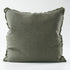 A Khaki Green Square 60cm Luca Boho Fringe Linen Cushion and throw bundle set to match