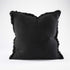 A gorgeous black Square 50cm Luca Boho Fringe Cushion with cotton fringe edge.