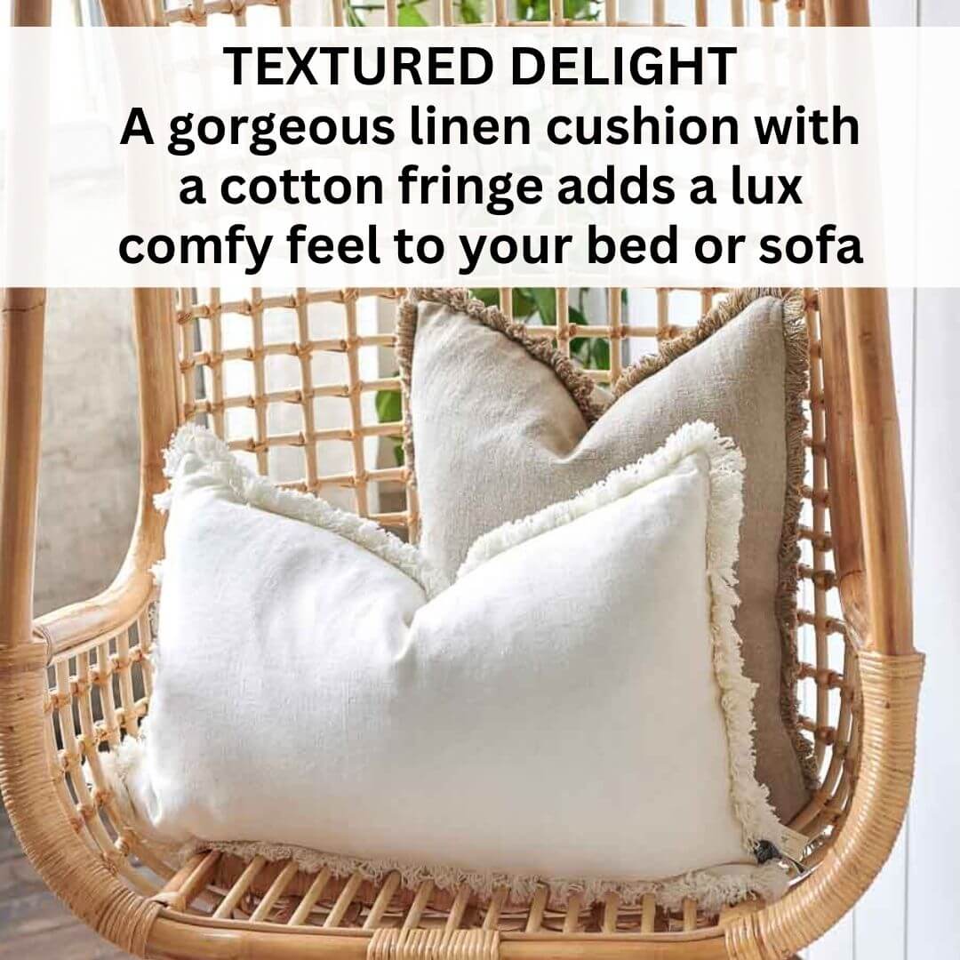 The Square 50cm Luca Boho Fringe Cushion add comfy casual vibes to your home styling.