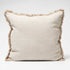 A Square 50cm Luca Boho Fringe Cushion in natural made with quality European linen.