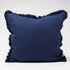 A stylish Navy Blue Square 60cm Luca Boho Fringe Linen Cushion and throw bundle set for your Hamptons Coastal Home Decor.
