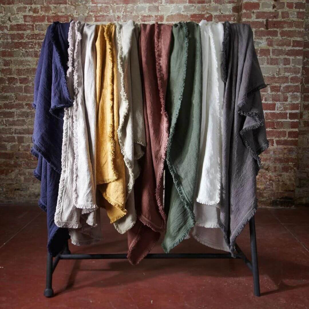 Luca Boho Fringe Linen Throw measuring 150cm x 200 cm is available in 9 colours