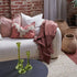 A stylish Desert Red Rose Square 50cm Luca Boho Fringe Linen Cushion and throw bundle set to match