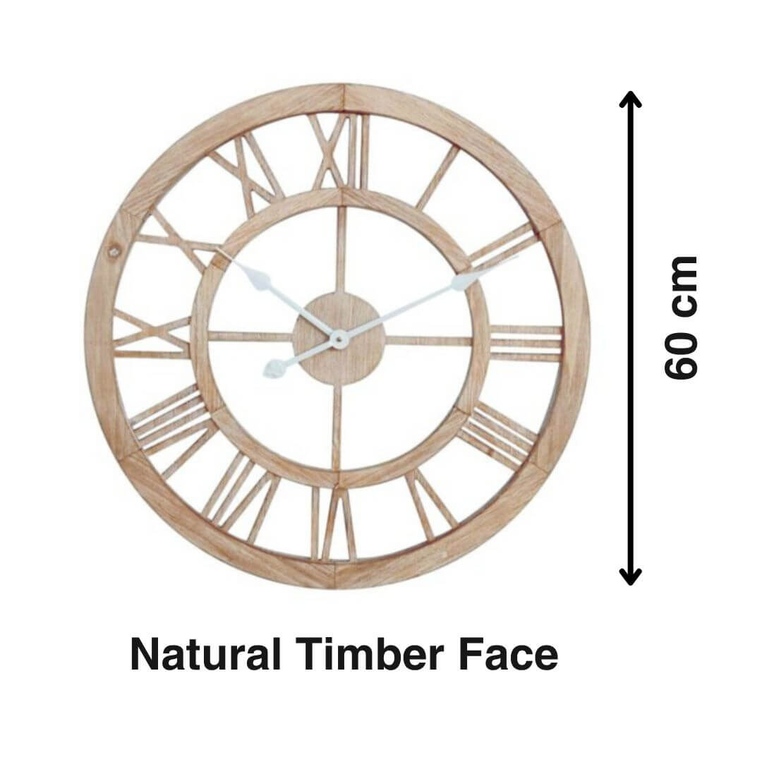 Large Scandi 60cm Double Frame Floating Timber Wood Wall Clock