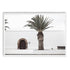 A wall art photo print of a white Spanish Church with a Palm Tree  with a white frame, no white border at Beautiful HomeDecor