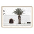 A White Spanish Church Wall Art Print with a Palm Tree  with a timber frame, white border by Beautiful Home Decor