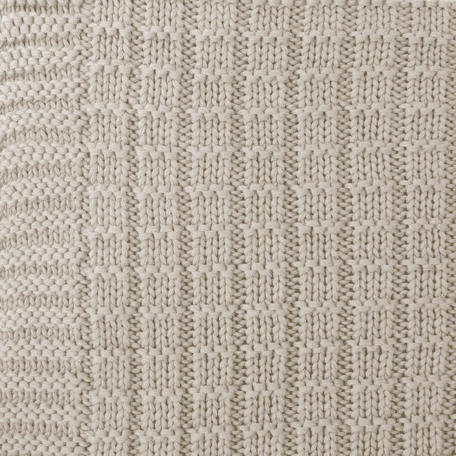 The gorgeous knitted pattern of Tanami Throw in Stone Neutral Brown with a knitted pattern measuring 130cm x 200cm.