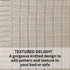 The Tanami Throw in Stone Neutral Brown with a knitted pattern measures 130cm x 200cm.