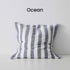 Vito Ocean Blue Stone washed linen Cushion 50cm Striped Weave Cushions and Covers with feather insert Beautiful Home Decor