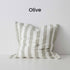 Vito Olive Green Stone washed linen Cushion 50cm Striped Weave Cushions and Covers with feather insert Beautiful Home Decor