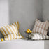 Vito lemoncello blush Coral Pink Stone washed linen Cushion 50cm Striped Weave Cushions and Covers with feather insert available online at Beautiful Home Decor