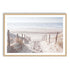 A wall art photo print of a walk on the beach with a timber frame, white border by Beautiful Home Decor