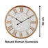A big 68cm white hamptons roman numerical wall clock with raised timber numerals.