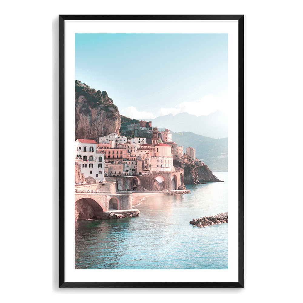 Amalfi Coast City Wall Art Photograph Print Canvas Picture Artwork Framed in Black or Unframed by Beautiful Home Decor