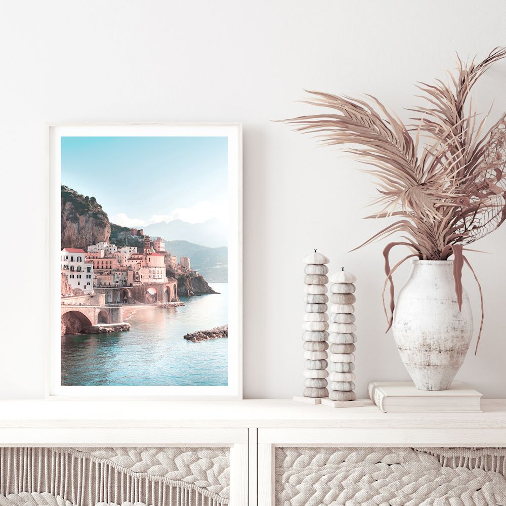 Amalfi Coast City Wall Art Photograph Print Canvas Picture Artwork Framed or Unframed by Beautiful Home Decor for your Console