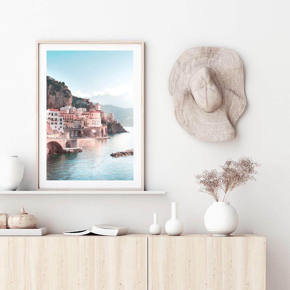Amalfi Coast City Wall Art Photograph Print Canvas Picture Artwork Framed or Unframed by Beautiful Home Decor by your Dining Room Table