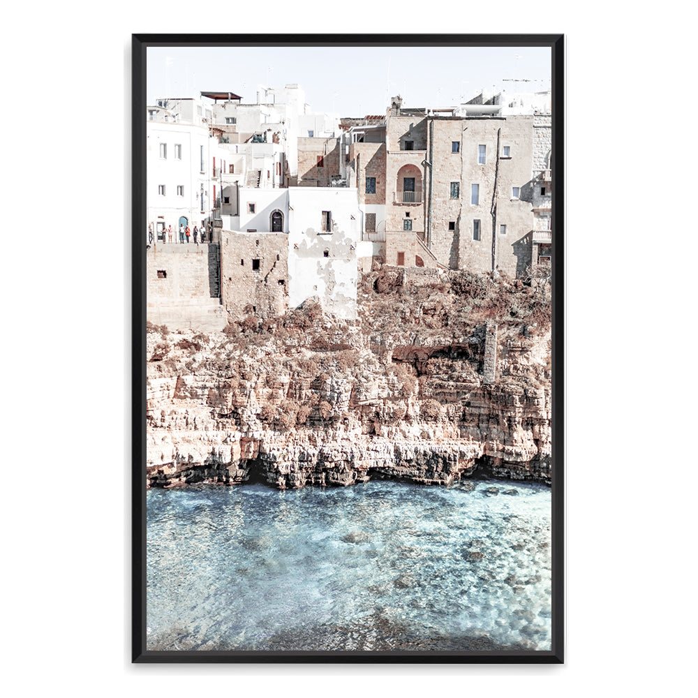 A Hamptons artwork print featuring the beautiful Amalfi Cliffs in Italy, in canvas or poster print.