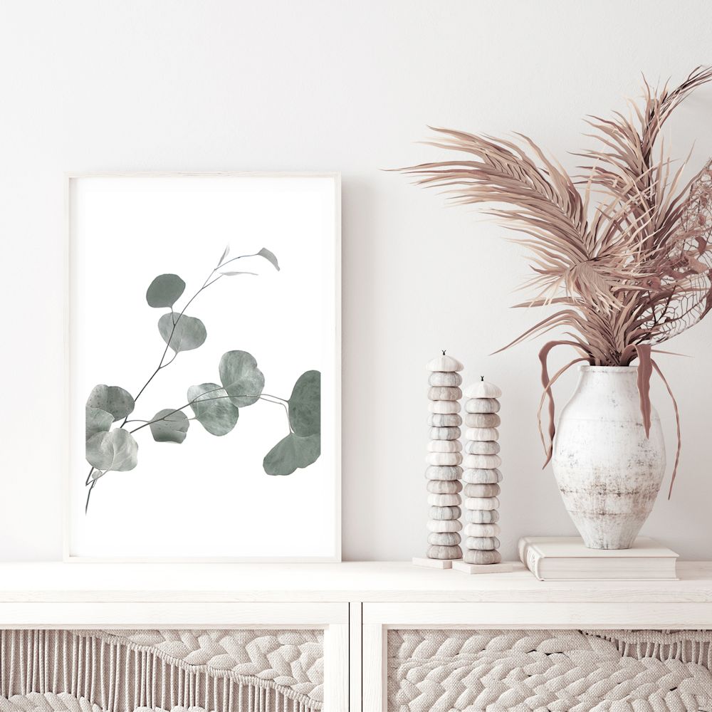The lovely green muted tones of the Australian Native Eucalyptus Leaves in a stunning artwork for your wall of Australian Native Eucalyptus Leaves B.