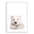 Featuring the cute animal Baby Polar Bear photo art print, available in an unframed poster print, stretched canvas or with a timber, white or black frame.