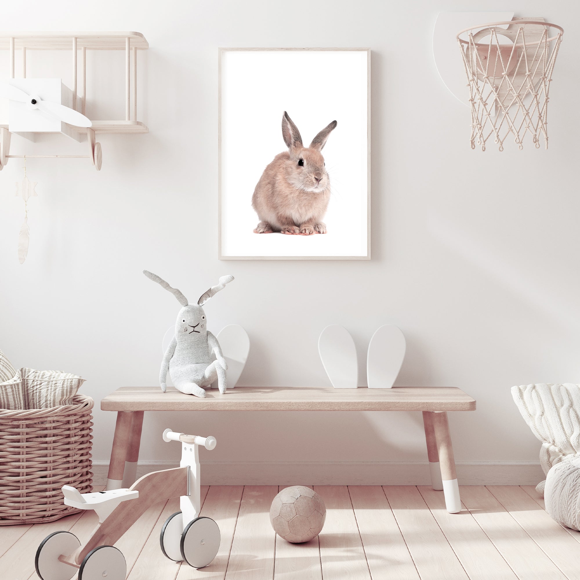 Featuring the Animal Baby Bunny Rabbit photo art print, available in an unframed poster print, stretched canvas or with a timber, white or black frame.