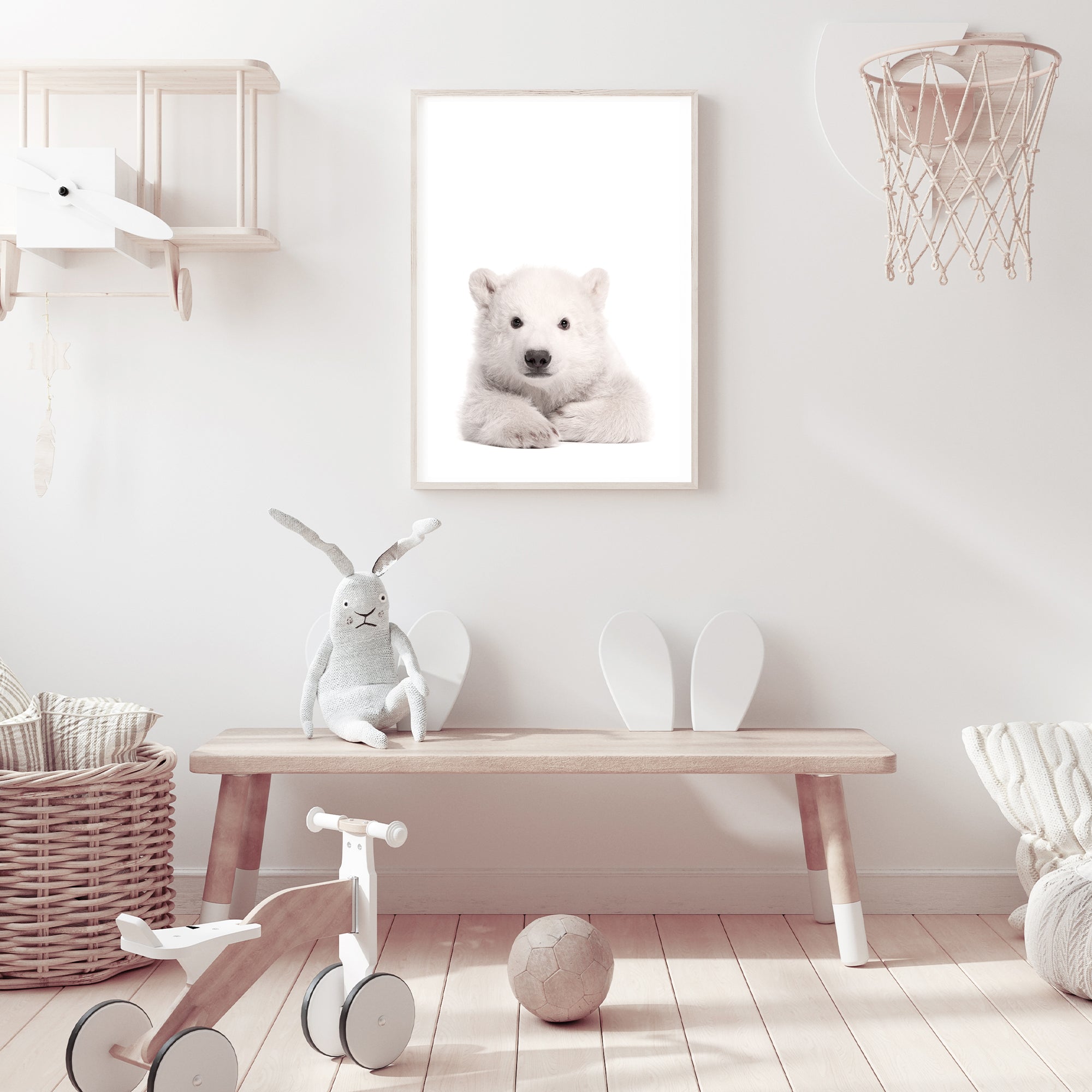 Featuring the animal Baby Polar Bear photo art print, available in an unframed poster print, stretched canvas or with a timber, white or black frame.