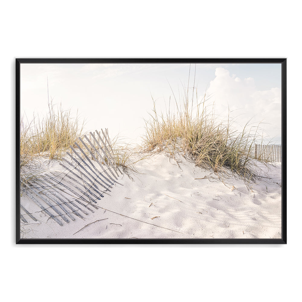 Beach Dunes with Grass Wall Art Photograph Print Canvas Picture Artwork Framed in Black or Unframed by Beautiful Home Decor