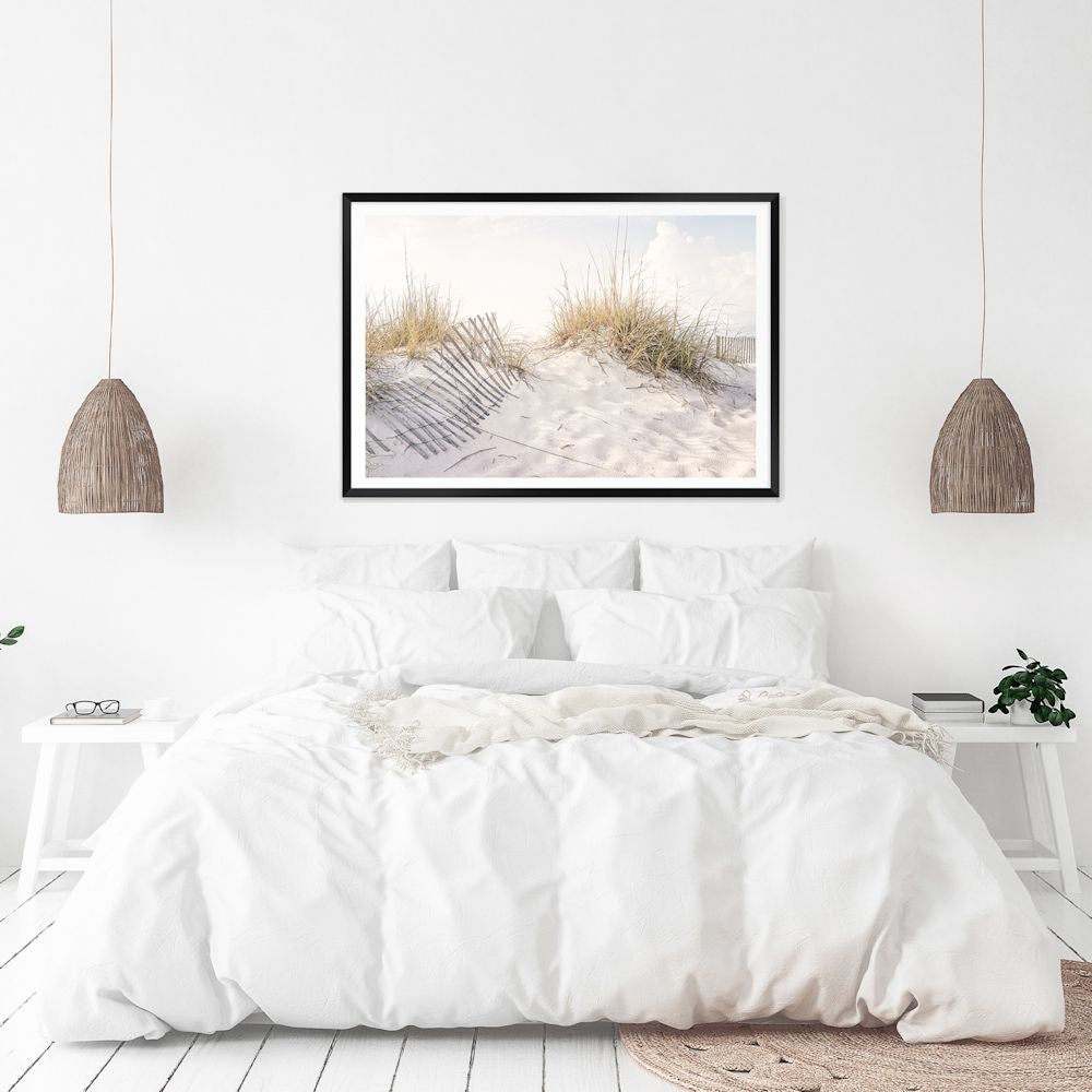 Beach Dunes with Grass Wall Art Photograph Print Canvas Picture Artwork Framed or Unframed in a Bedroom by Beautiful Home Decor