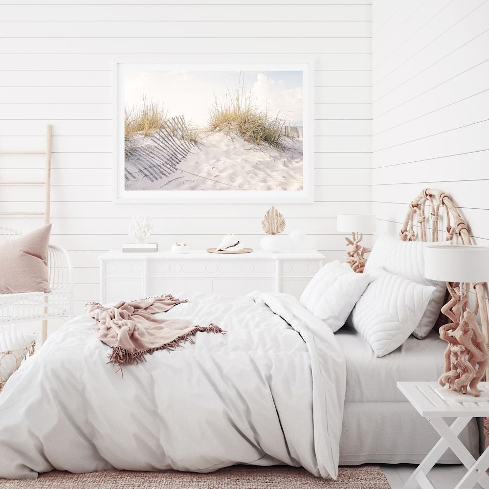 Beach Dunes with Grass Wall Art Photograph Print Canvas Picture Artwork Framed or Unframed for a Bedroom Wall by Beautiful Home Decor