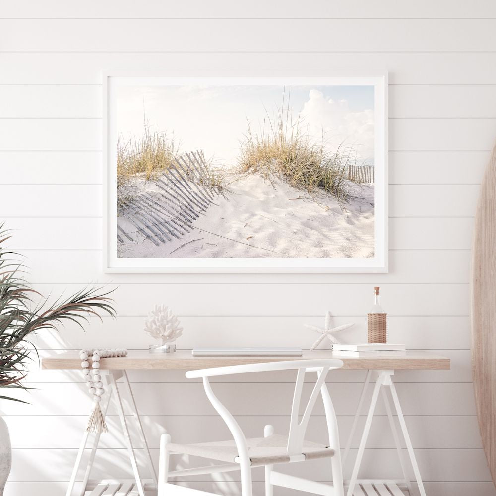 Beach Dunes with Grass Wall Art Photograph Print Canvas Picture Artwork Framed or Unframed for a Dining Room Wall by Beautiful Home Decor