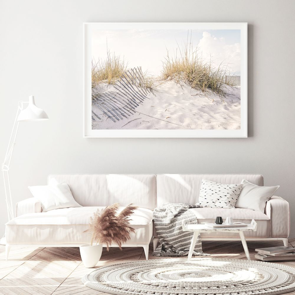 Beach Dunes with Grass Wall Art Photograph Print Canvas Picture Artwork Framed or Unframed for a Living Room wall by Beautiful Home Decor
