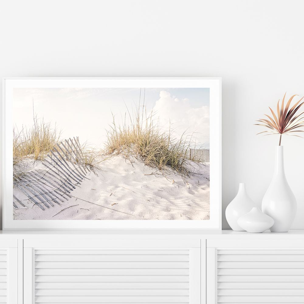 Beach Dunes with Grass Wall Art Photograph Print Canvas Picture Artwork Framed or Unframed for a TV Unit by Beautiful Home Decor