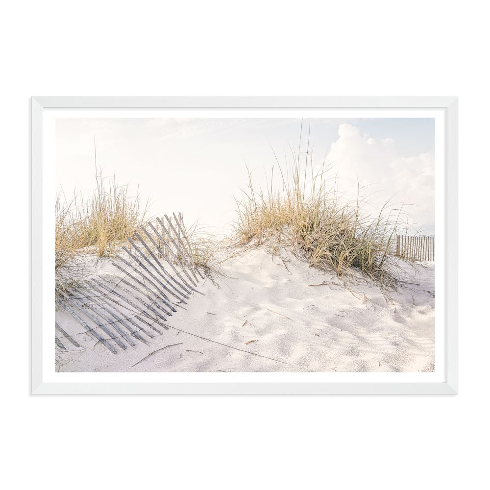 Beach Dunes with Grass Wall Art Photograph Print Canvas Picture Artwork White Framed or Unframed by Beautiful Home Decor