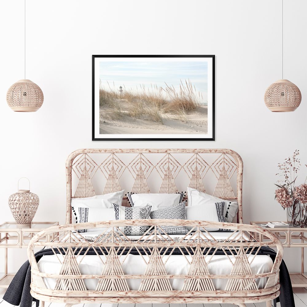 Beach Lighthouse through Coastal Grass Wall Art Photograph Print or Canvas Framed or Unframed Bedroom Beautiful Home Decor