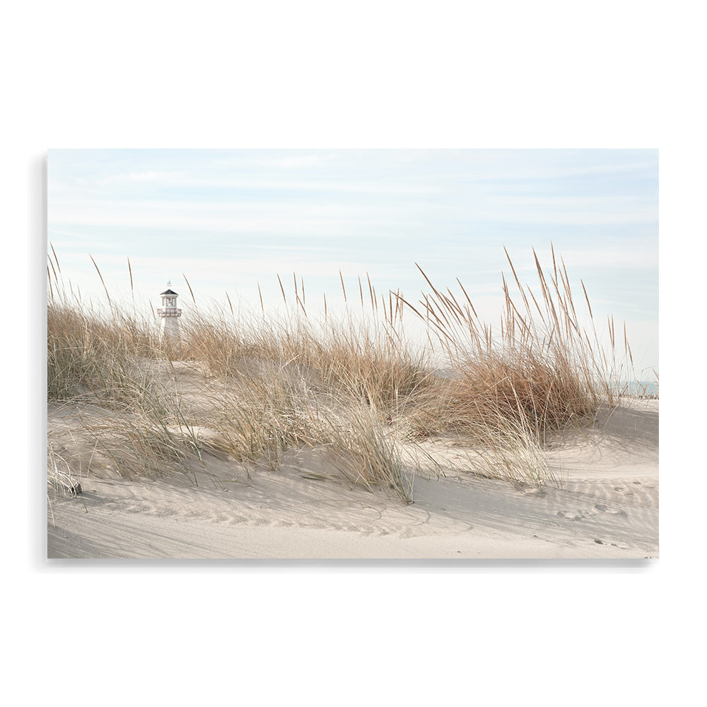 Beach Lighthouse through Coastal Grass Wall Art Photograph Print or Canvas Not Framed or Unframed by Beautiful Home Decor