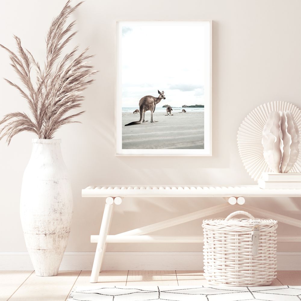Beach side Kangaroos Wall Art Photograph Print or Canvas Framed or Unframed in a Hallway by Beautiful Home Decor