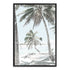 An artwork of a hammock between two palm trees on a tropical beach, available framed or unframed, canvas and print artwork.
