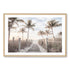 A Hamptons art print of of Florida Keys with a path to the beach framed by palm trees, available in canvas and wall art print.   