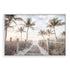 A Hamptons stretched canvas wall art featuring Florida Keys with a path to the beach framed by palm trees
