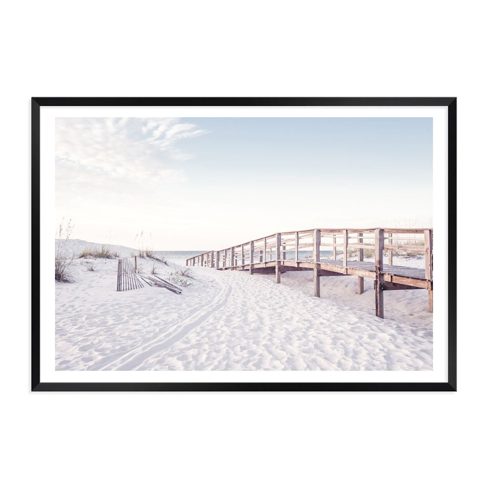 Beachside Boardwalk Wall Art Photograph Print or Canvas Black Framed or Unframed by Beautiful Home Decor