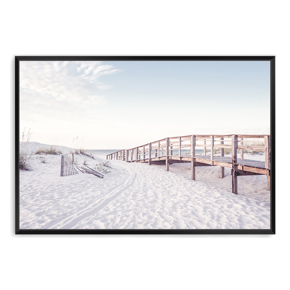 Beachside Boardwalk Wall Art Photograph Print or Canvas Framed Black or Unframed by Beautiful Home Decor