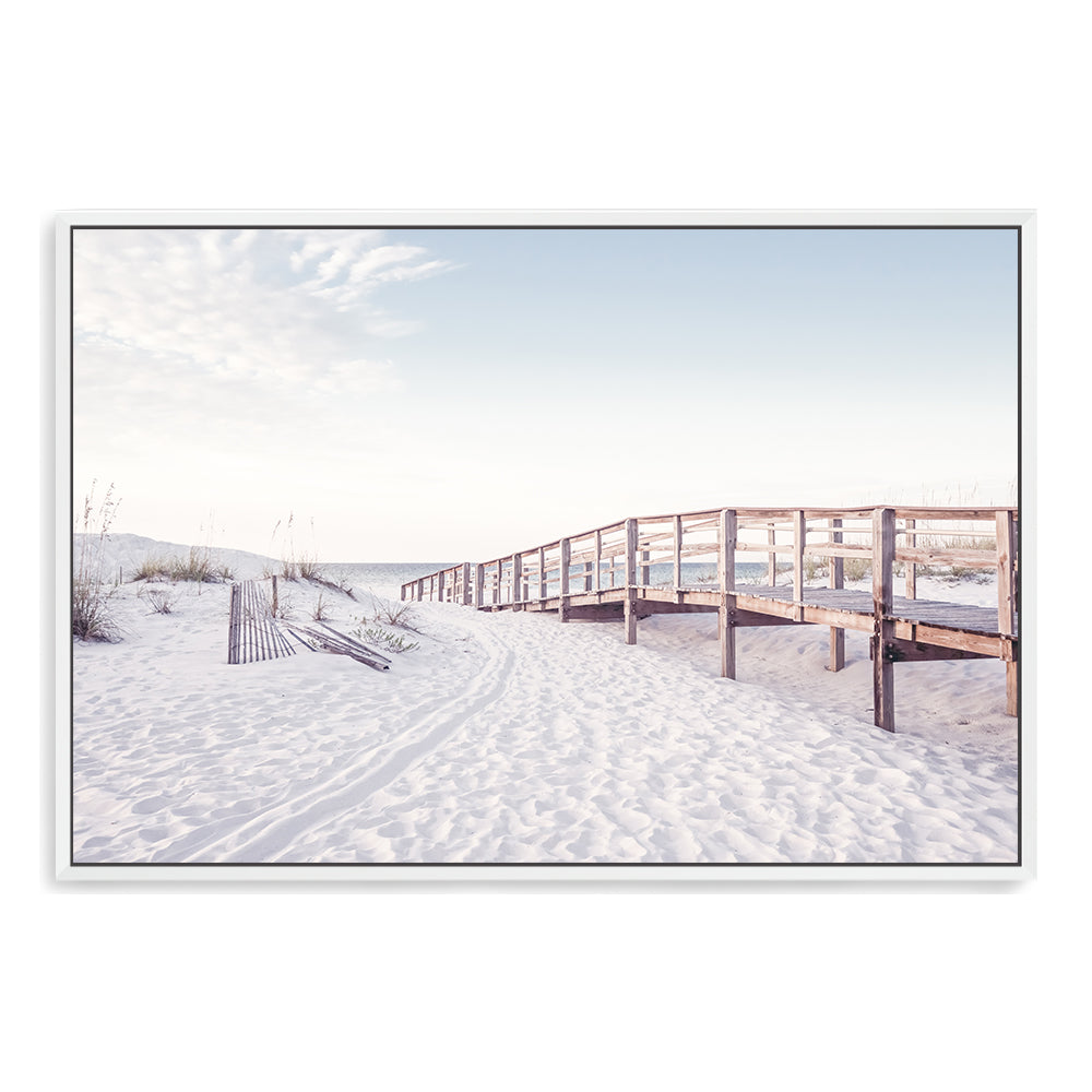 Beachside Boardwalk Wall Art Photograph Print or Canvas Framed White or Unframed by Beautiful Home Decor