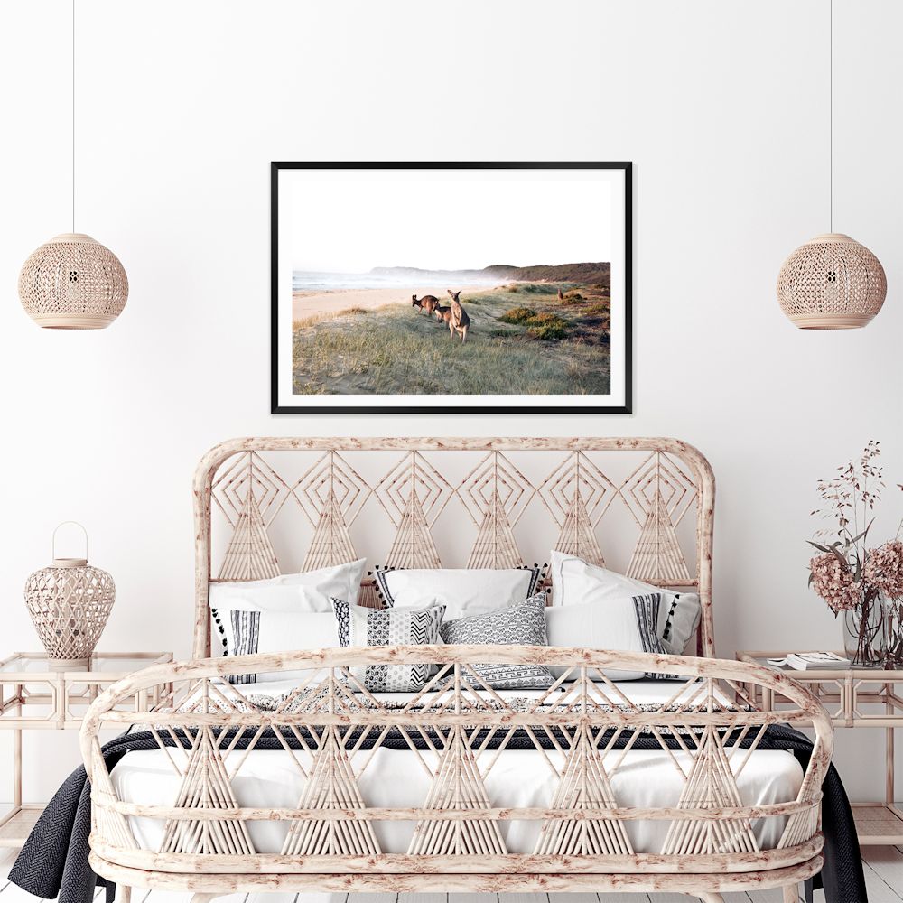 Beachside Kangaroos Wall Art Photograph Print or Canvas Framed or Unframed Above Bed Beautiful Home Decor