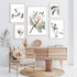 A gallery set of wall art prints featuring Australian native flowers and eucalyptus leaves.