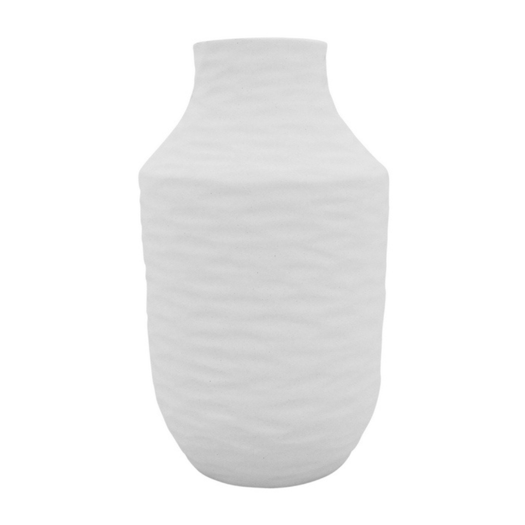 The Large White Kima Vase has a gorgeous wavy pattern and textured matt surface, making her a perfect home decor vase for your Coastal home.
