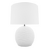 White Round Kima Table with a textured wavy base and white lamp shade measuring 54cm tall for your coastal home decor.